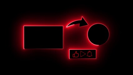 Neon glowing subscribe like and share button. neon end screen. Subscribe button and outro for gaming and video channels Youtube End screen Outro Card subscribe to my channel. You tube end screen