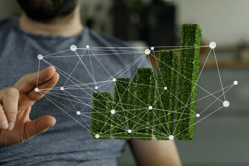 Image depicts eco-friendly business growth, showcasing sustainable practices and interconnectedness.