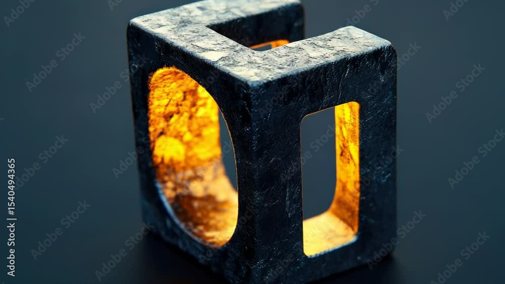 Poster close-up shot of a metal object placed on a table, suitable for use in business or industrial contex