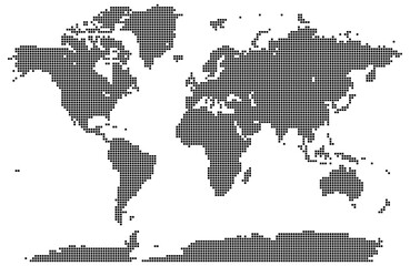 Squire shape dotted vector map showing global geographic patterns