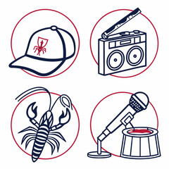 Fototapeta premium Summer vibes retro style icons collection