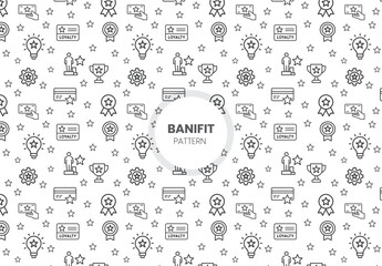 Vector set of design templates and elements for Employee Benefits in trendy linear style - Seamless patterns with linear icons related to Employee Benefits - Vector
