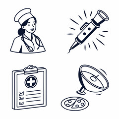 Diverse professions icons set doctor musician pizza delivery