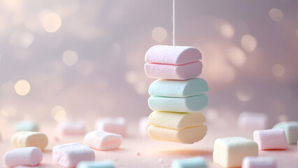 Pastel Marshmallows Stacked Candy Sweet Treats