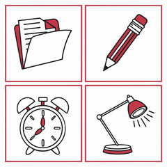 Professional office icons set isolated transparent background