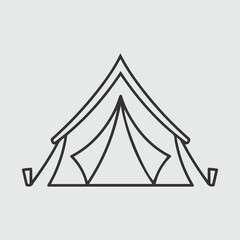 Simple line drawing of a camping tent icon