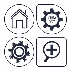 Home settings wifi gear icons design elements