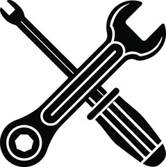 wrench and screwdriver vector icon