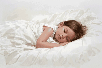Naklejka premium Dream Drift girl sleeping isolated watercolor vector illustration svg