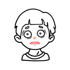 Afraid Boy with Scared Expression – Black and White Line Art