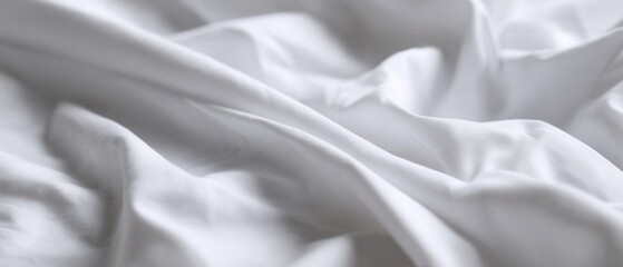 Obraz premium Clean and Soft White Bed Sheets with Delicate Folds in Bedroom Concept of Comfort, Relaxation, and Freshness