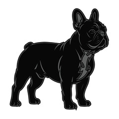 Detailed French Bulldog Line Art Perfect for Mascot Branding and Animal Print Projects