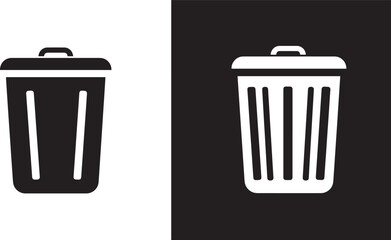 Simple Trash Can Icon Black and White Vector Illustration for Websites and Applications