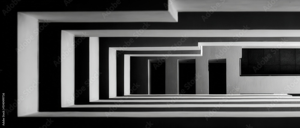 Wall mural abstract monochrome architecture featuring geometric shapes and strong contrast, creating a modern a