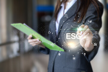 Business professional focusing on ESG initiatives.