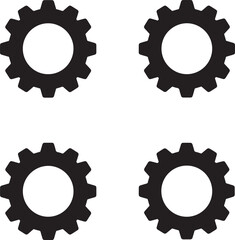 Four Black Gear Icons Simple Machine Part Illustration