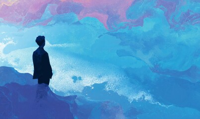 Obraz premium Person Silhouette in Abstract Colors