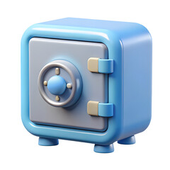 3d rendered illustration of a blue safe depicting security protection and financial savings