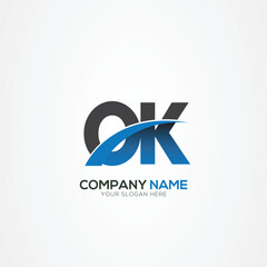 OK KO Letter Logo Design with a Creative Cut Creative logo design