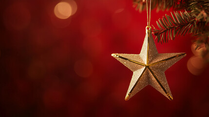 Creative image of Christmas Hanging Star with red back ground