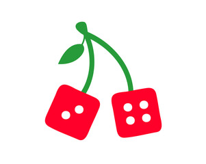 red cherry dice sign symbol on a white background. vector 3d drawing icon.