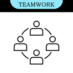 Teamwork Line Editable Icons set. Vector illustration in modern thin line style of business icons: Collaboration, Research, Meeting and more. Pictograms and infographics for mobile apps