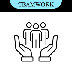 Obraz premium Teamwork Line Editable Icons set. Vector illustration in modern thin line style of business icons: Collaboration, Research, Meeting and more. Pictograms and infographics for mobile apps