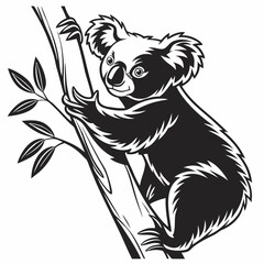 Obraz premium coala black and white, isolated on white background perfect outline