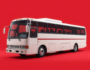 High-resolution mockup of a 1990s-style bus with a clean studio backdrop. Suitable for retro branding, vehicle design concepts, and promotional visuals.