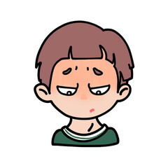 Guilty Boy with Ashamed Expression – Emotional Cartoon Character