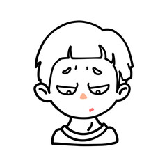 Guilty Boy with Ashamed Face – Line Art Cartoon Illustration