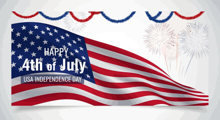 Obraz premium Happy 4th of July USA Independence Day Celebration Graphic