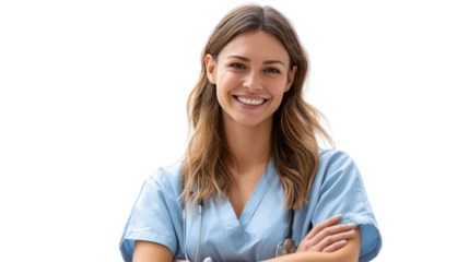 Smiling Medical Professional: Portrait of a cheerful and compassionate medical professional, exuding confidence and warmth in a clean, bright environment, embodying health, and wellness.