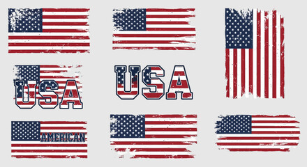 Distressed American Flag Graphics USA Patriotism Illustrations