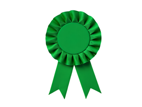 green award ribbon rosette  on transparent background  - Powered by Adobe