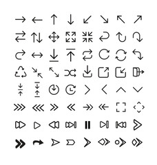 Arrow Icon Vector Set &ndash; Minimal Line Direction, Navigation, Media, and UI Symbols