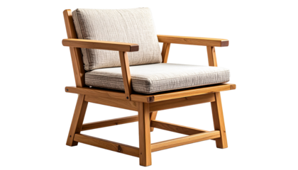 Low wooden floor chair (zaisu) with fabric seat, Japanese minimalist design