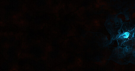 A vibrant blue nebula shines against a backdrop of stars and dark space, creating a sense of cosmic wonder.