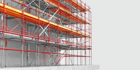 Construction infrastructure highway progress concept. Scaffolding structure with a minimalist design and bright colors.