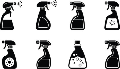 Cleaning Spray Bottle Icon Vector Set isolated on illustration