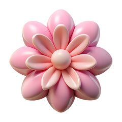 A lovely pastel pink 3d render of a delicate flower isolated on black background