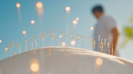 Acupuncture session outdoors