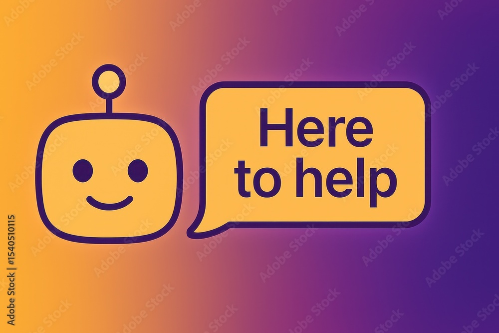 Poster a friendly chatbot with the message 