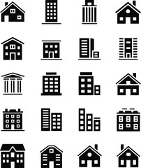 Building and Architecture Icon Set &ndash; Black Vector Collection