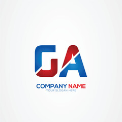 GA AG Creative Modern Letters Logo Design Element, red and blue