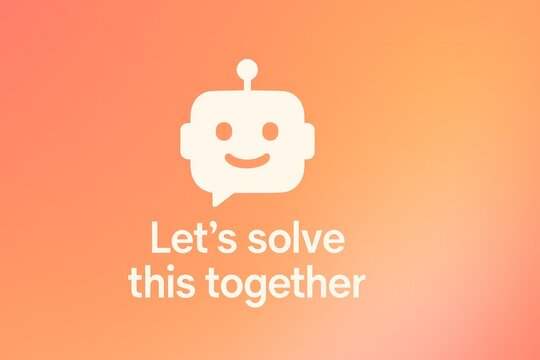 A digital chatbot encourages collaborative problem-solving, set against a gradient background. Inspiring teamwork and joint effort.