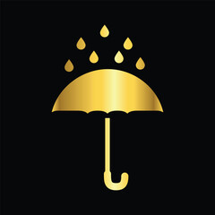 gold color umbrella icon , template, flat, design, vector, illustrations, education, style, trendy, collections