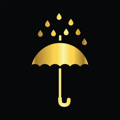gold color umbrella icon , template, flat, design, vector, illustrations, education, style, trendy, collections
