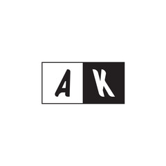 Monogram Logo Design Unique Simple Bold AK Initial Alphabet Vector Alphabet