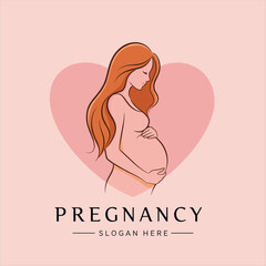 pregnancy logo pregnant woman maternal vector illustration